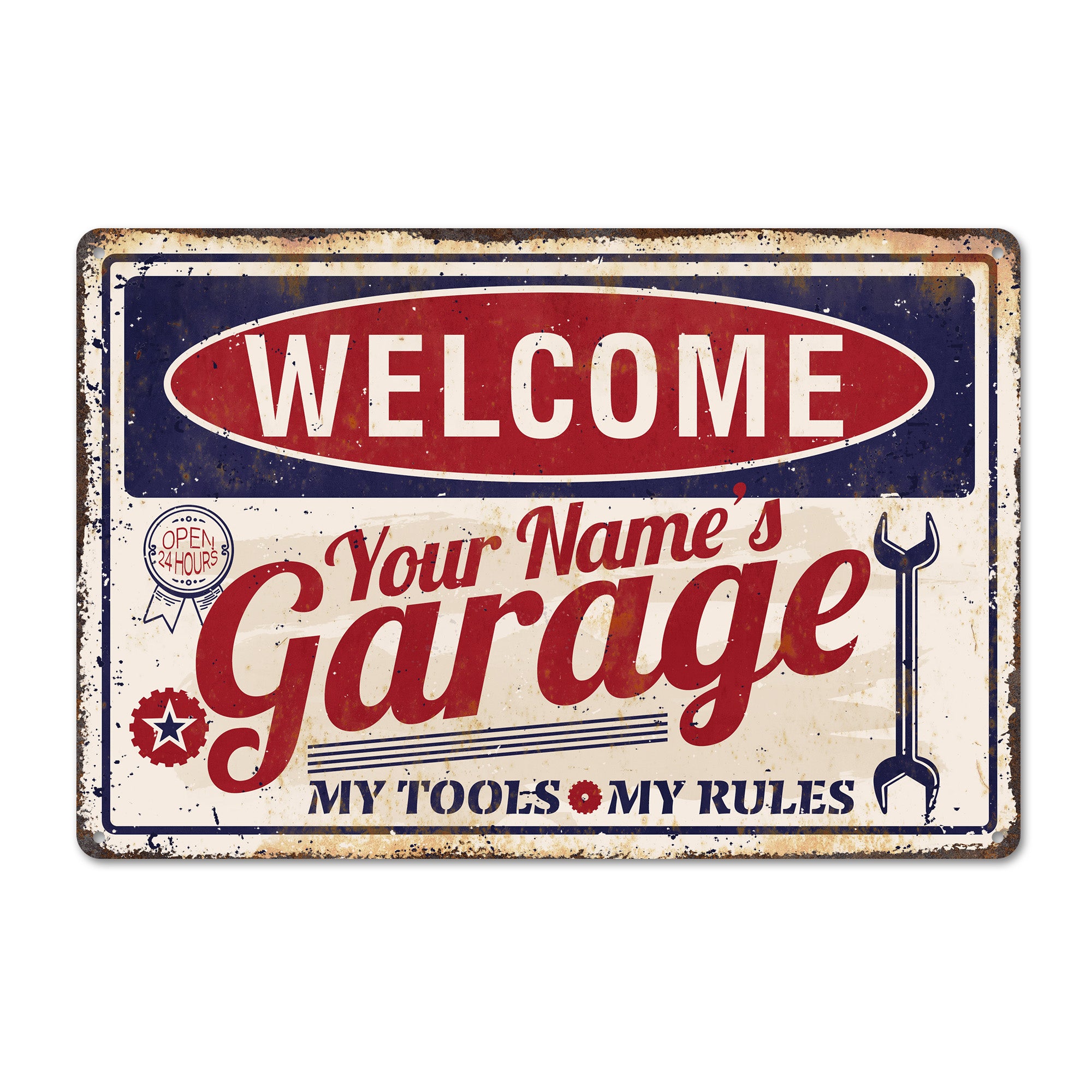 Personalized Vintage Metal Garage Sign - Customizable Workshop Decor for Dads, Mechanics, and DIY Enthusiasts - Image 1