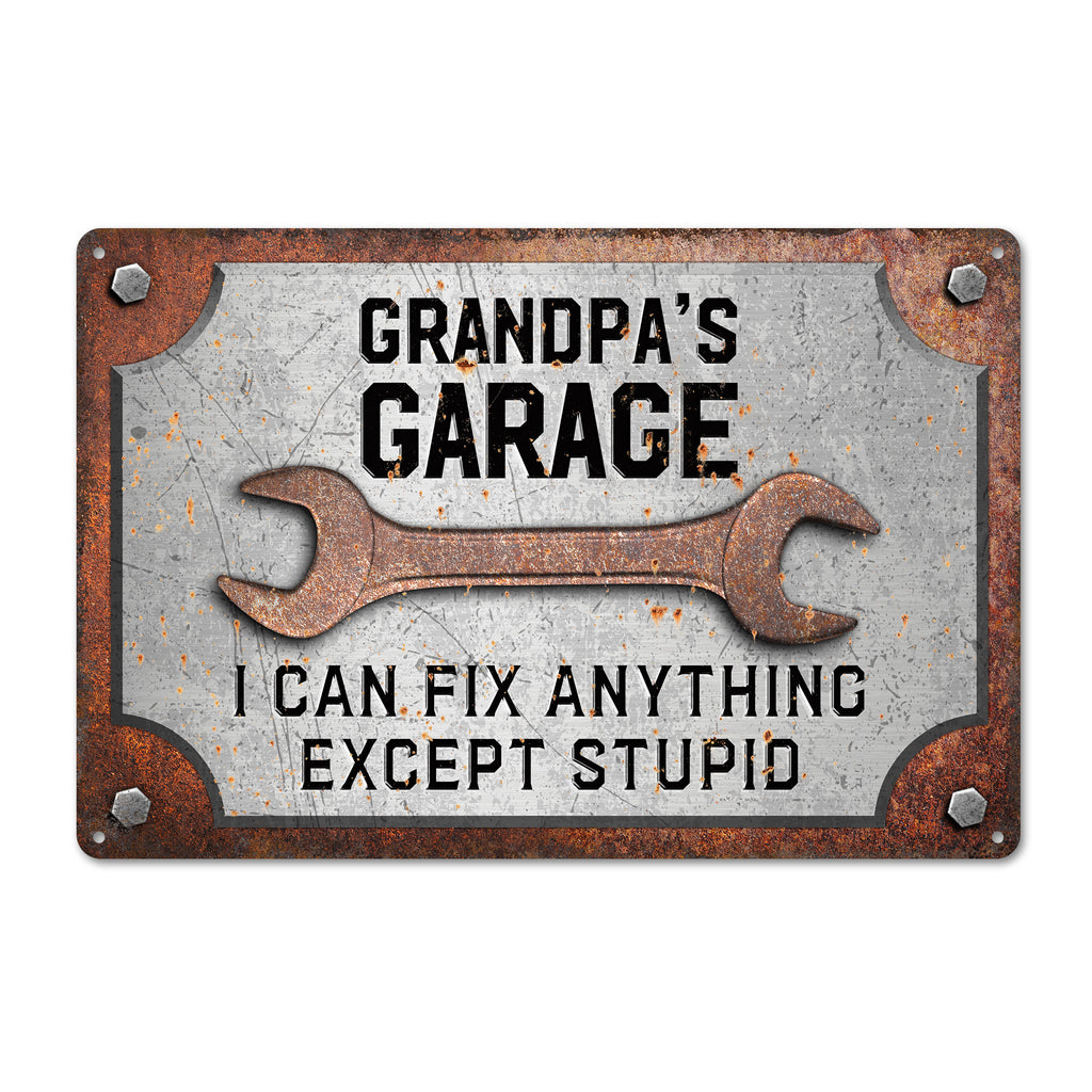 Personalized Grandpa's Garage Metal Sign - Humorous Handmade Gift for Dad or Grandpa's Workshop - Image 1