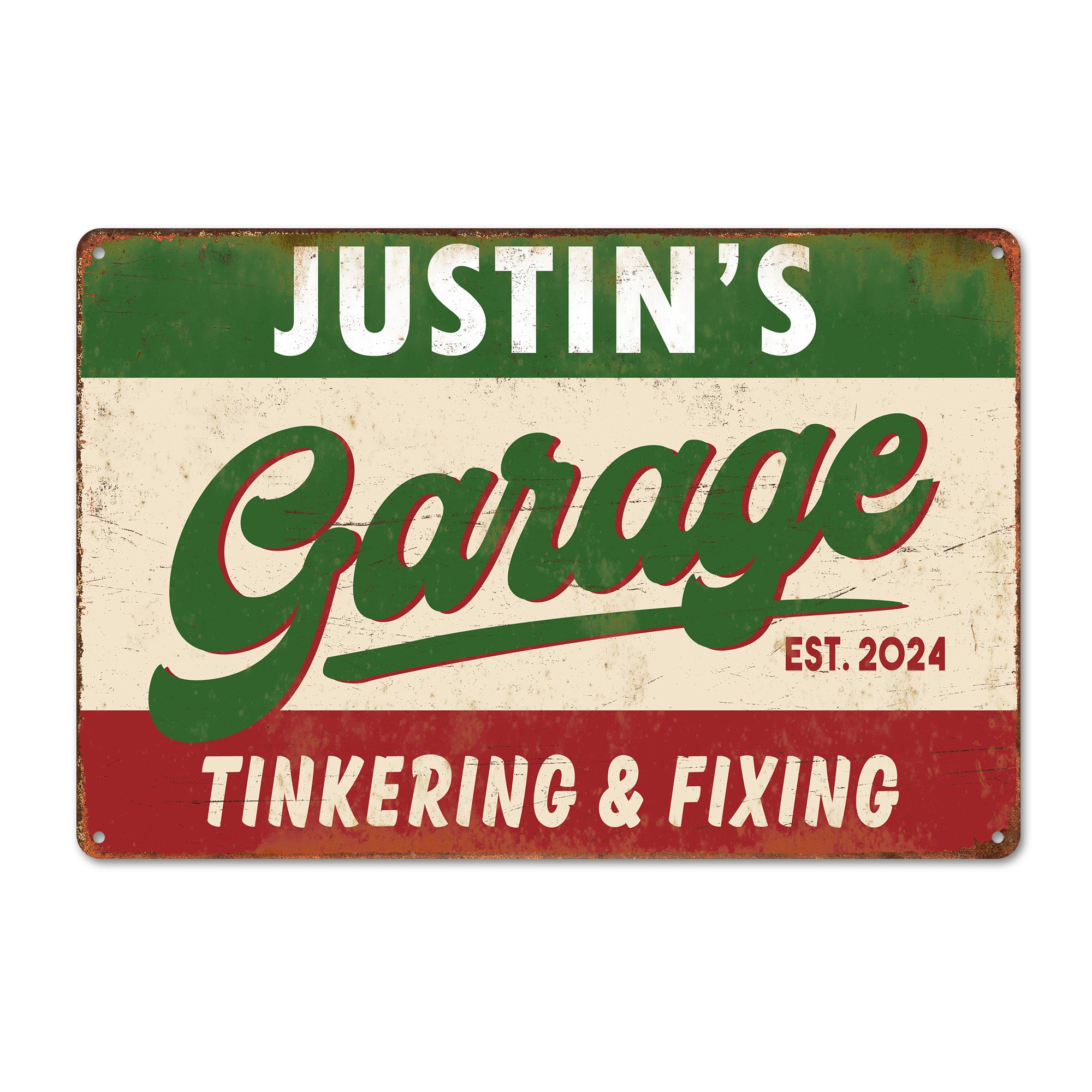 Personalized Metal Garage Sign - Rustic Custom Name Plate for Tinkering & Fixing Lovers, Perfect Gift for DIY Enthusiasts - Image 1