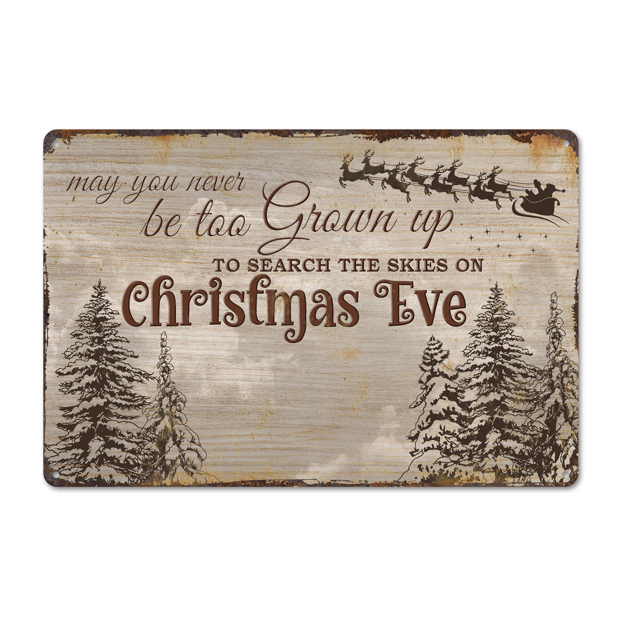 Personalized Christmas Eve Metal Sign – Vintage Look, Handmade Quality for Nostalgic Holiday Decor - Image 1