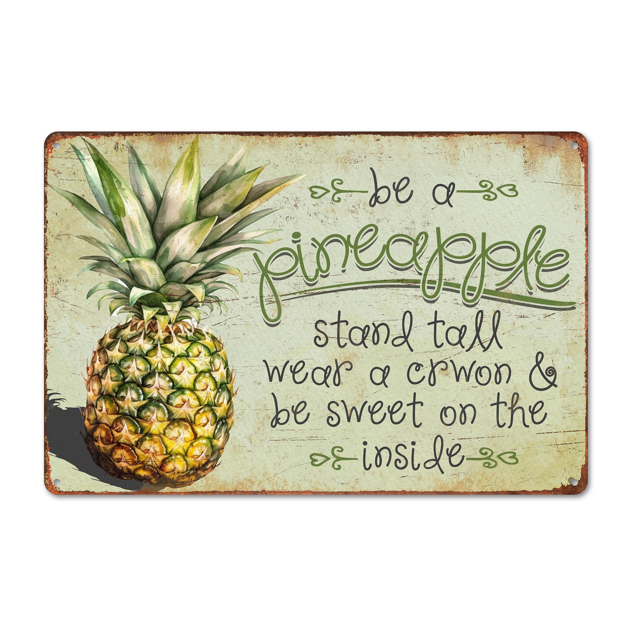 Personalized Pineapple Metal Sign - Rustic Wall Art for Home Decor & Unique Gift for Friends - Image 1