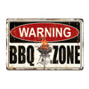 Personalized "Warning BBQ Zone" Metal Sign for Outdoor Grilling Enthusiasts - Customizable Rustic Décor Perfect for Backyard BBQ Lovers - Image 1