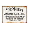 Personalized Backyard Bar & Grill Metal Sign - Custom Name Tin Plaque for Outdoor Decor and Unique Gift - Image 1