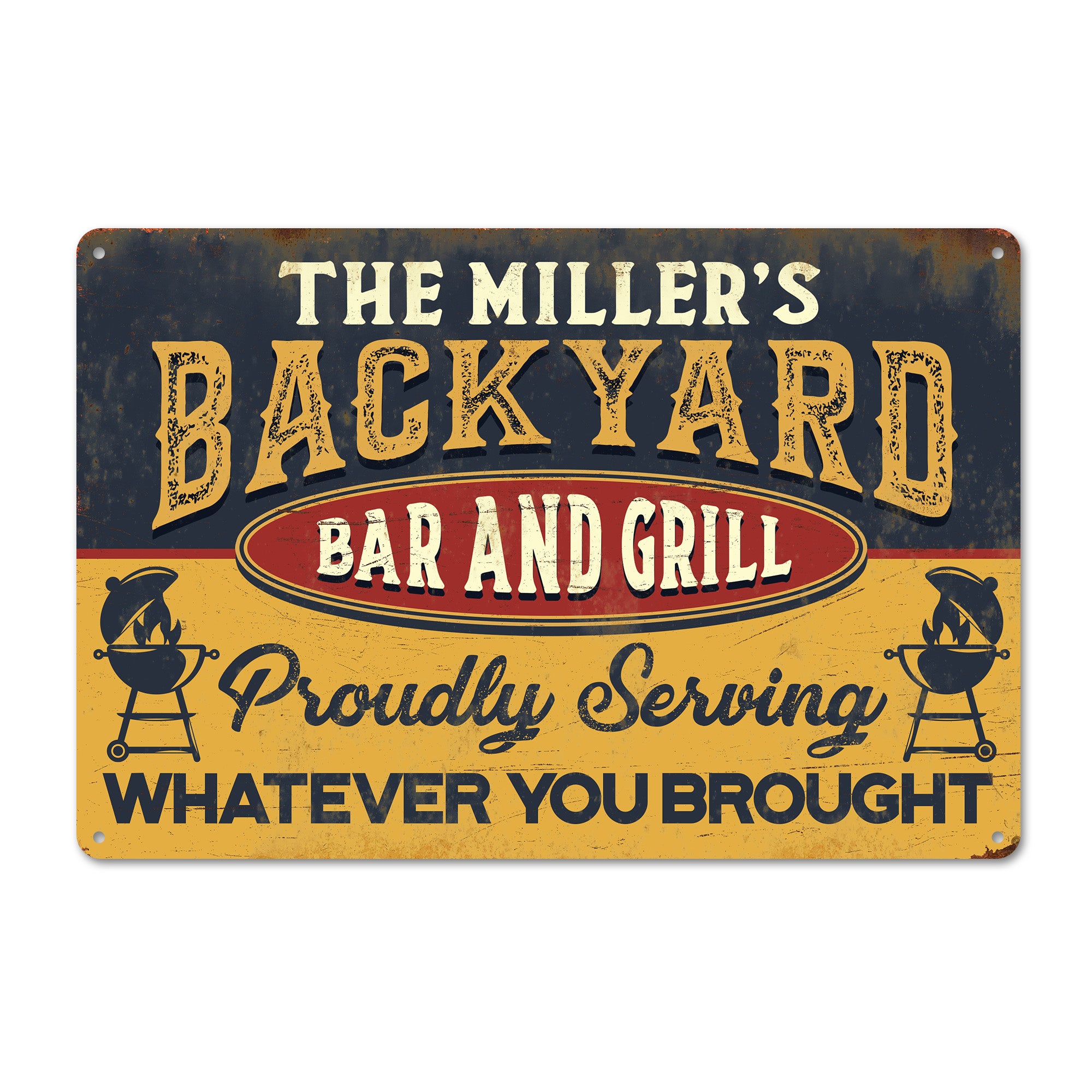 Personalized Rustic Metal Sign - Customized Backyard Bar and Grill Plaque for Home Décor and Unique Gift - Image 1