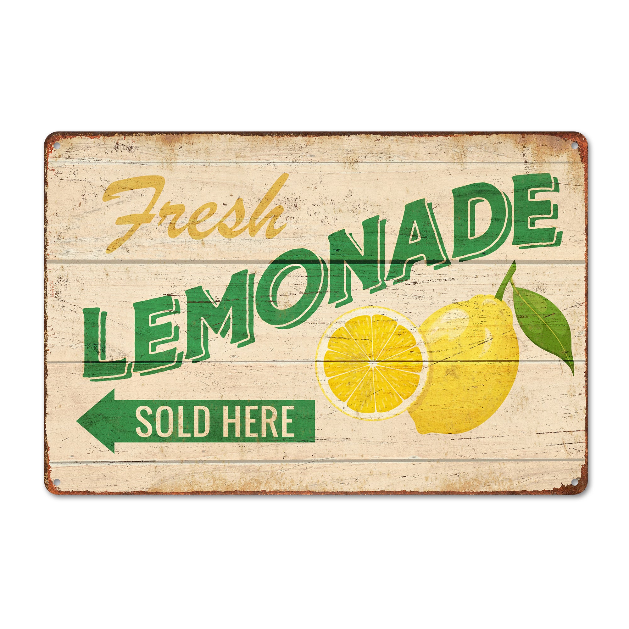 Personalized Vintage-Style Fresh Lemonade Metal Sign - Customizable Rustic Kitchen Decor for Gift-Giving - Image 1