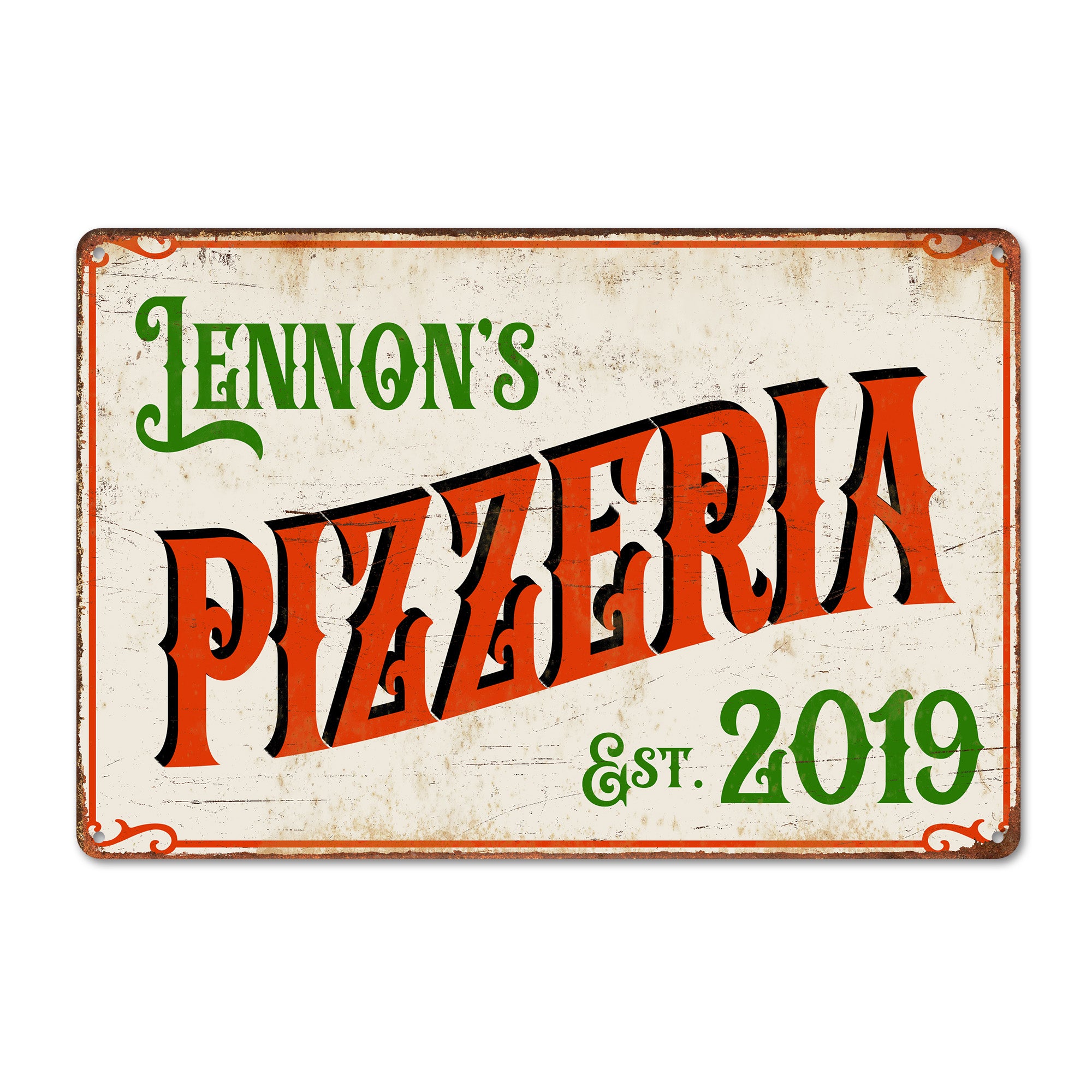 Personalized Vintage Metal Pizza Sign – Customizable Handmade Decor for Restaurants, Homes, and Perfect Gift for Pizza Lovers - Image 1