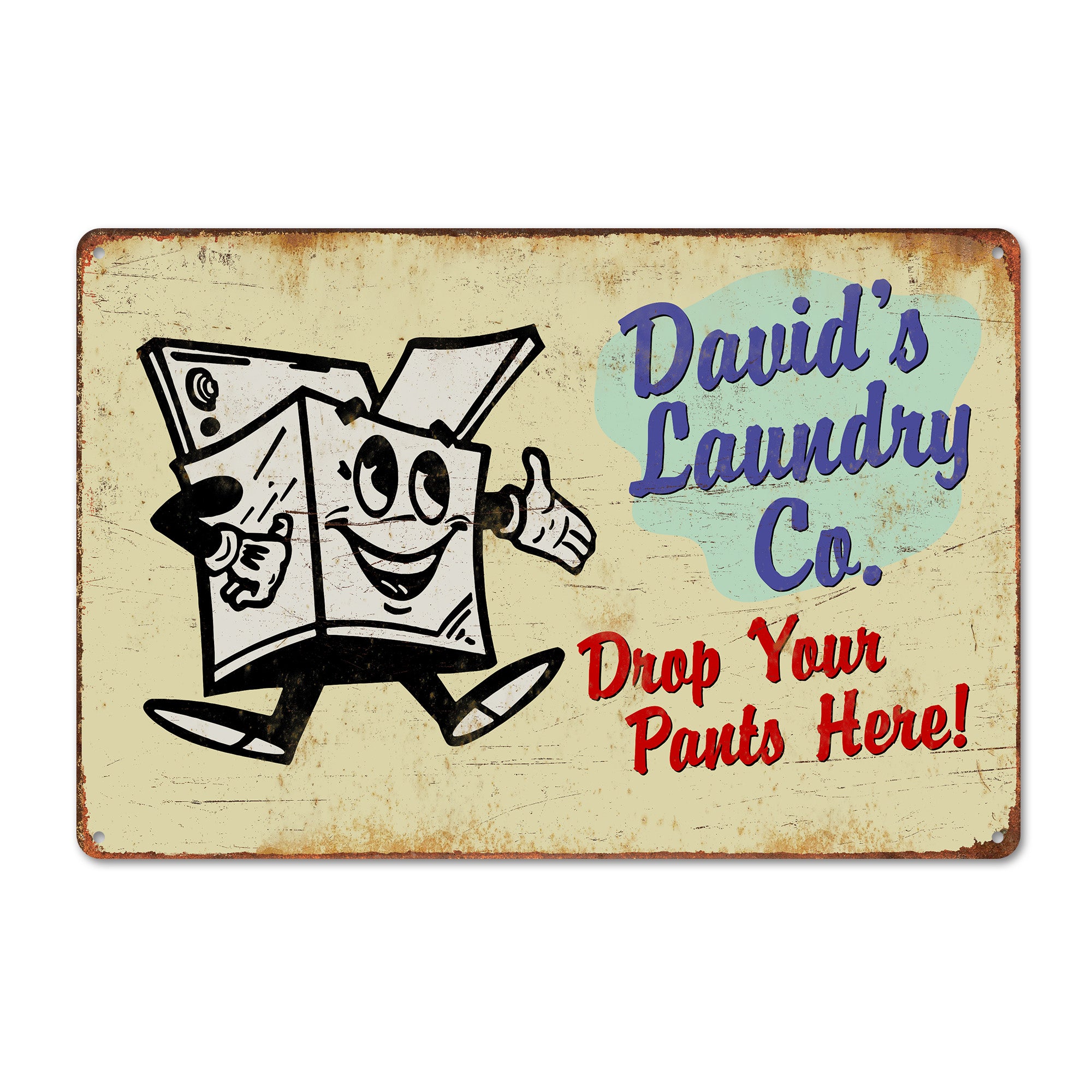 Personalized Retro Laundry Room Metal Sign – Vintage Decor with Customizable Text for Unique Home Style and Perfect Gift - Image 1