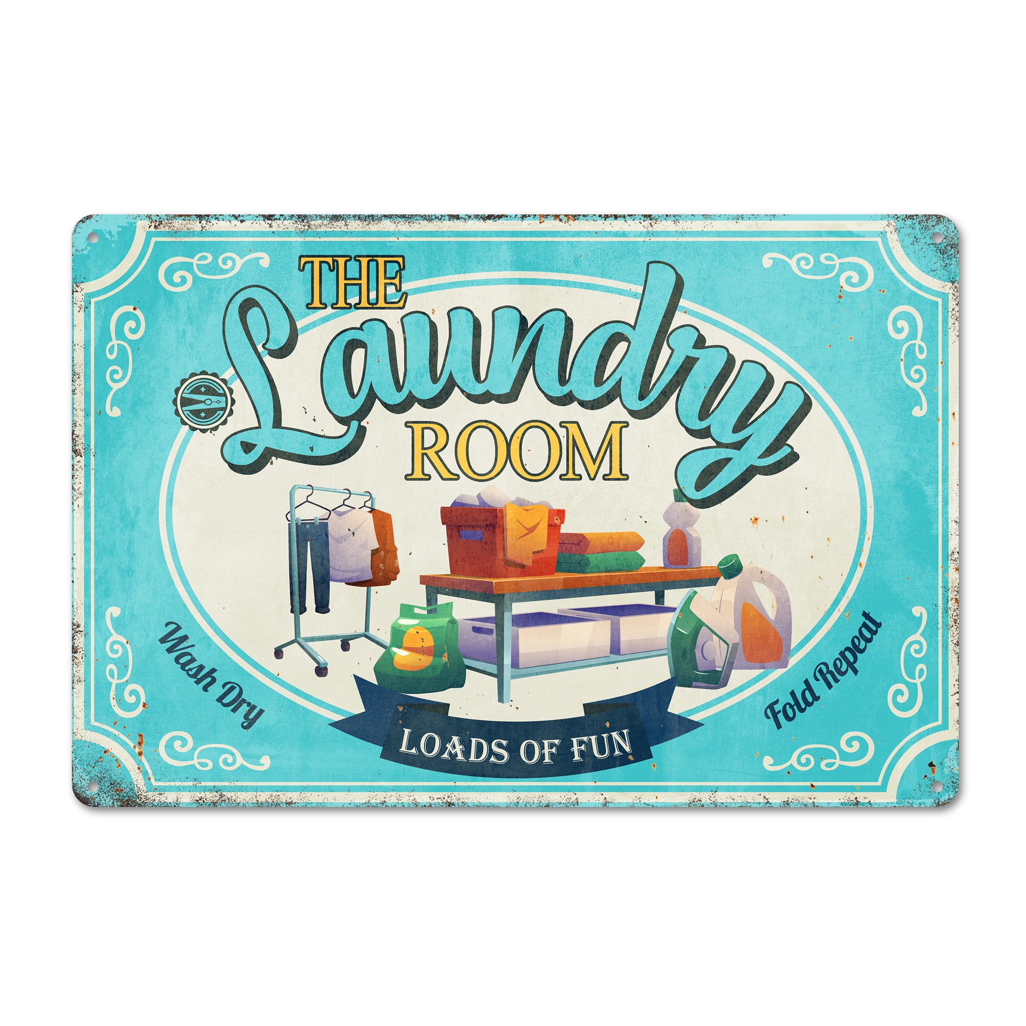 Personalized Vintage Laundry Room Metal Sign - Retro Décor with Customizable Text for Unique Home Style - Image 1
