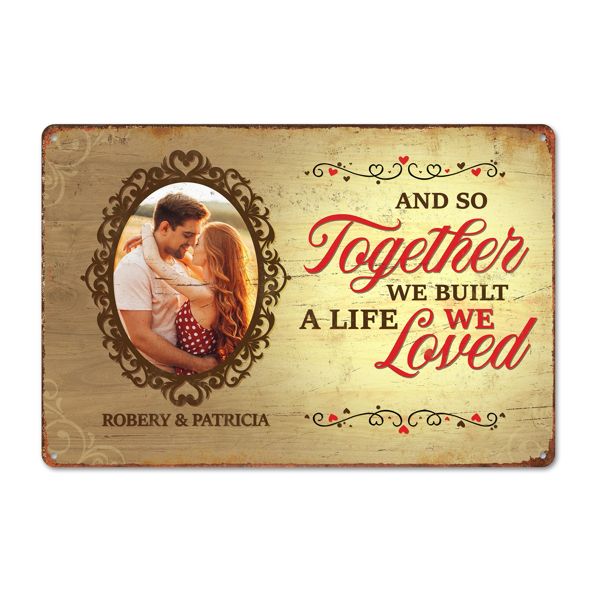 Personalized Romantic Metal Sign - Custom Photo and Names - Perfect Gift for Couples, Anniversaries, Weddings, or Valentine’s Day - Image 1
