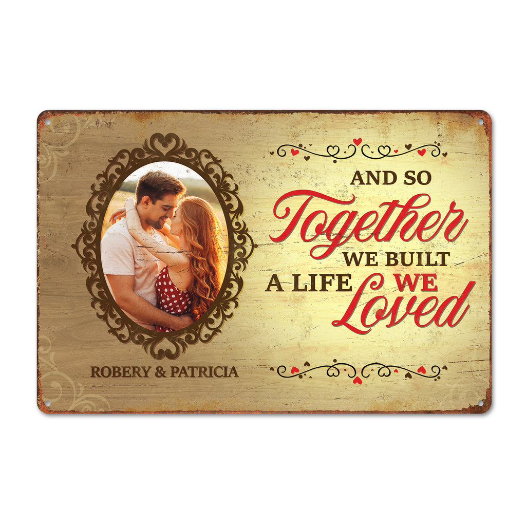 Personalized Romantic Metal Sign - Custom Photo and Names - Perfect Gift for Couples, Anniversaries, Weddings, or Valentine’s Day - Image 1