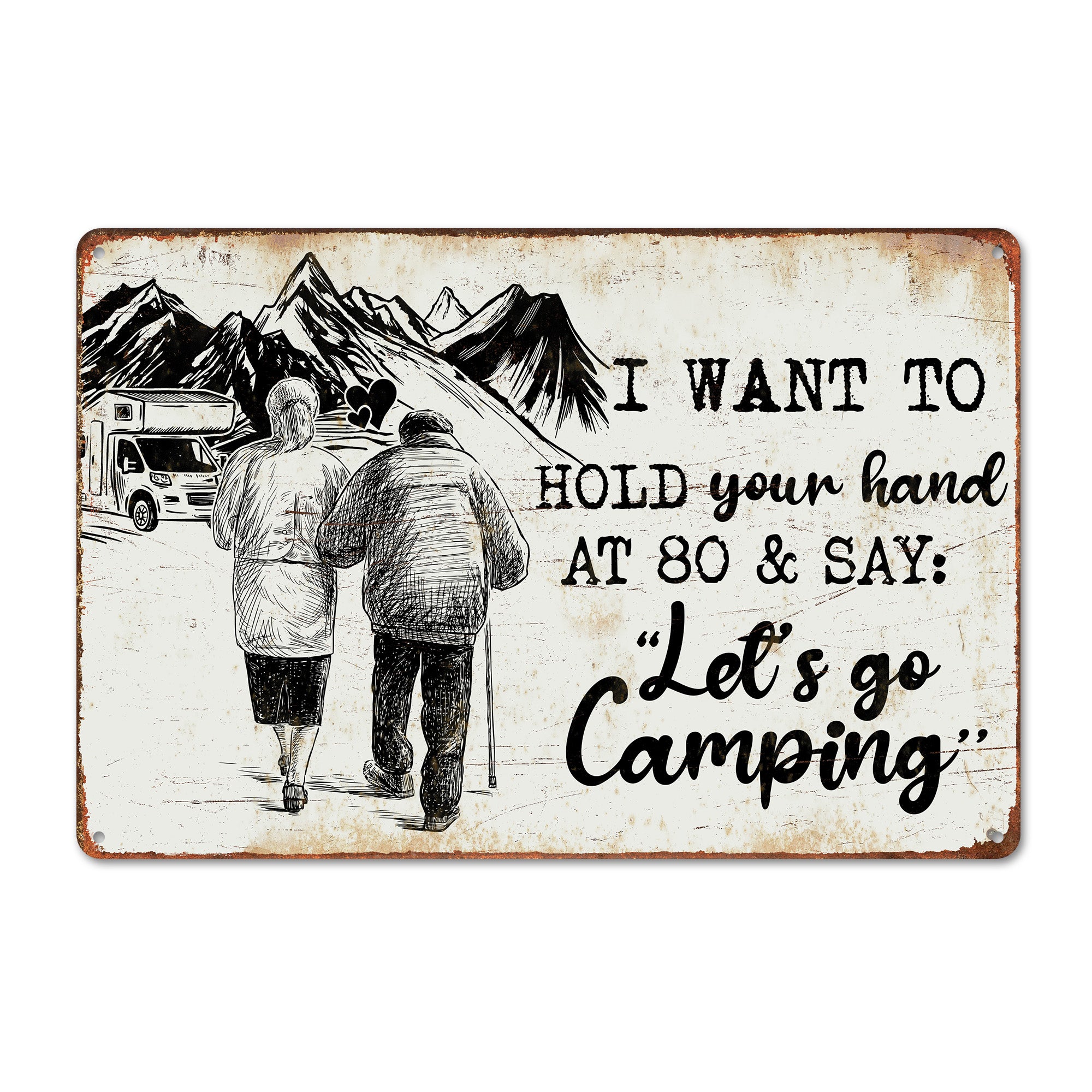 Personalized Romantic Camping Metal Sign - Handcrafted, Vintage-Inspired Art for Couples Celebrating Love at Every Age - Image 1