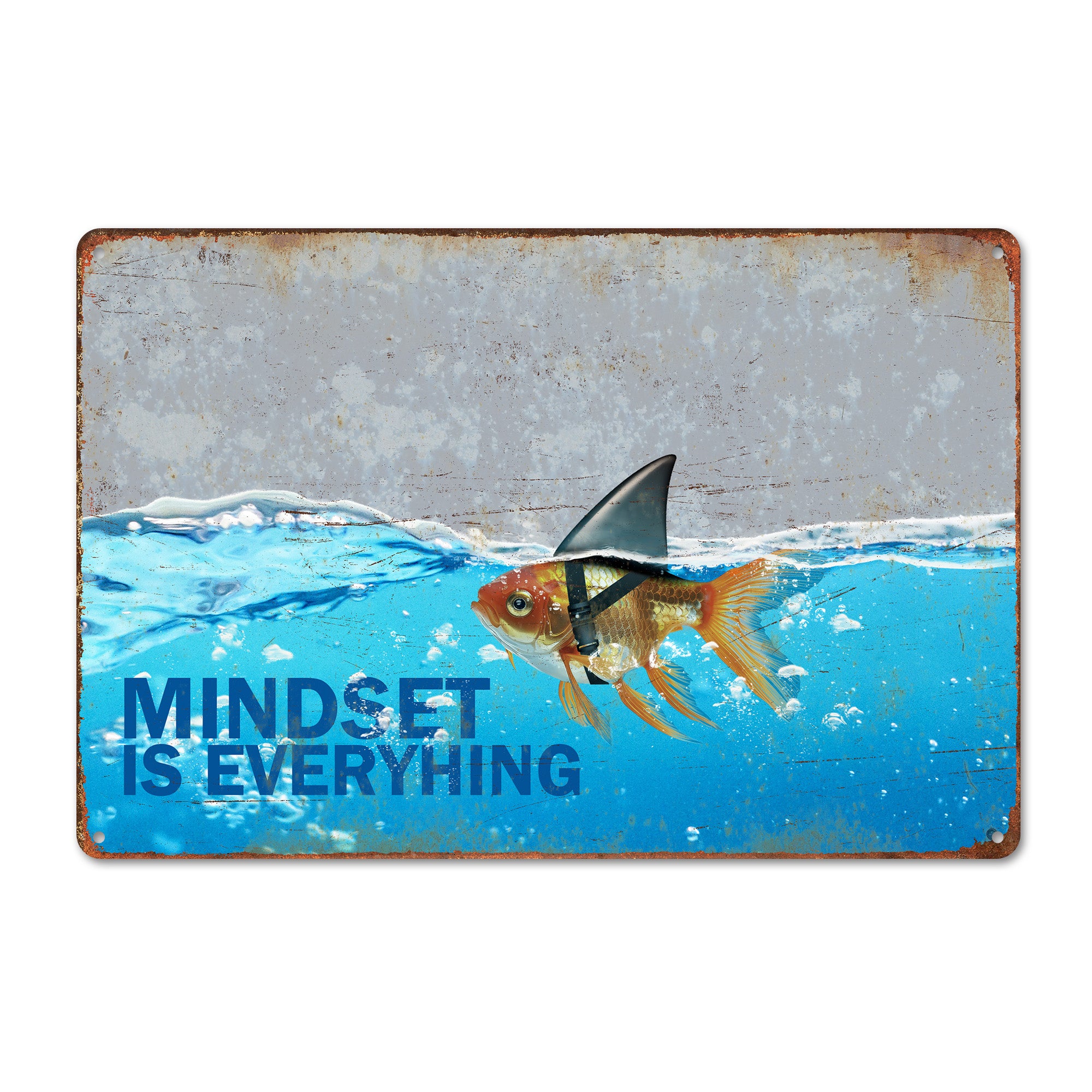 Personalized Metal Sign Decor – Inspirational Fish with Shark Fin Design – Perfect Motivational Gift for Home, Office, or Workshop - Image 1