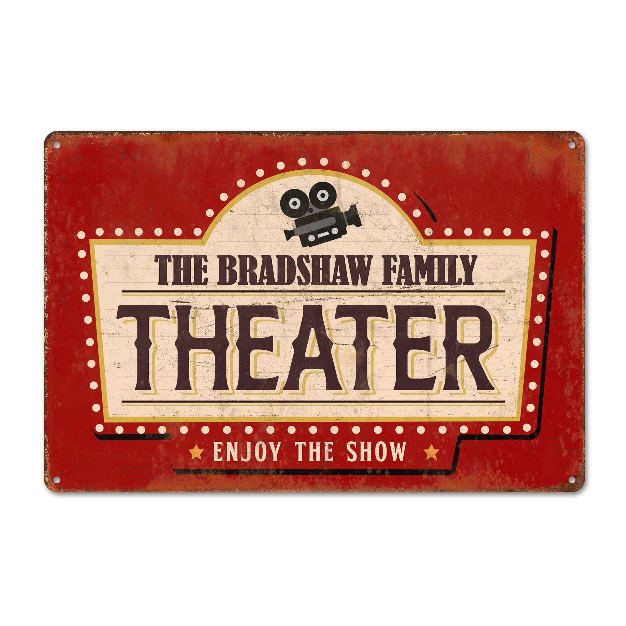 Personalized Vintage Family Theater Metal Sign - Custom Home Cinema Decor for Movie Lovers - Ideal Gift for Birthdays, Anniversaries & Housewarming - Image 1