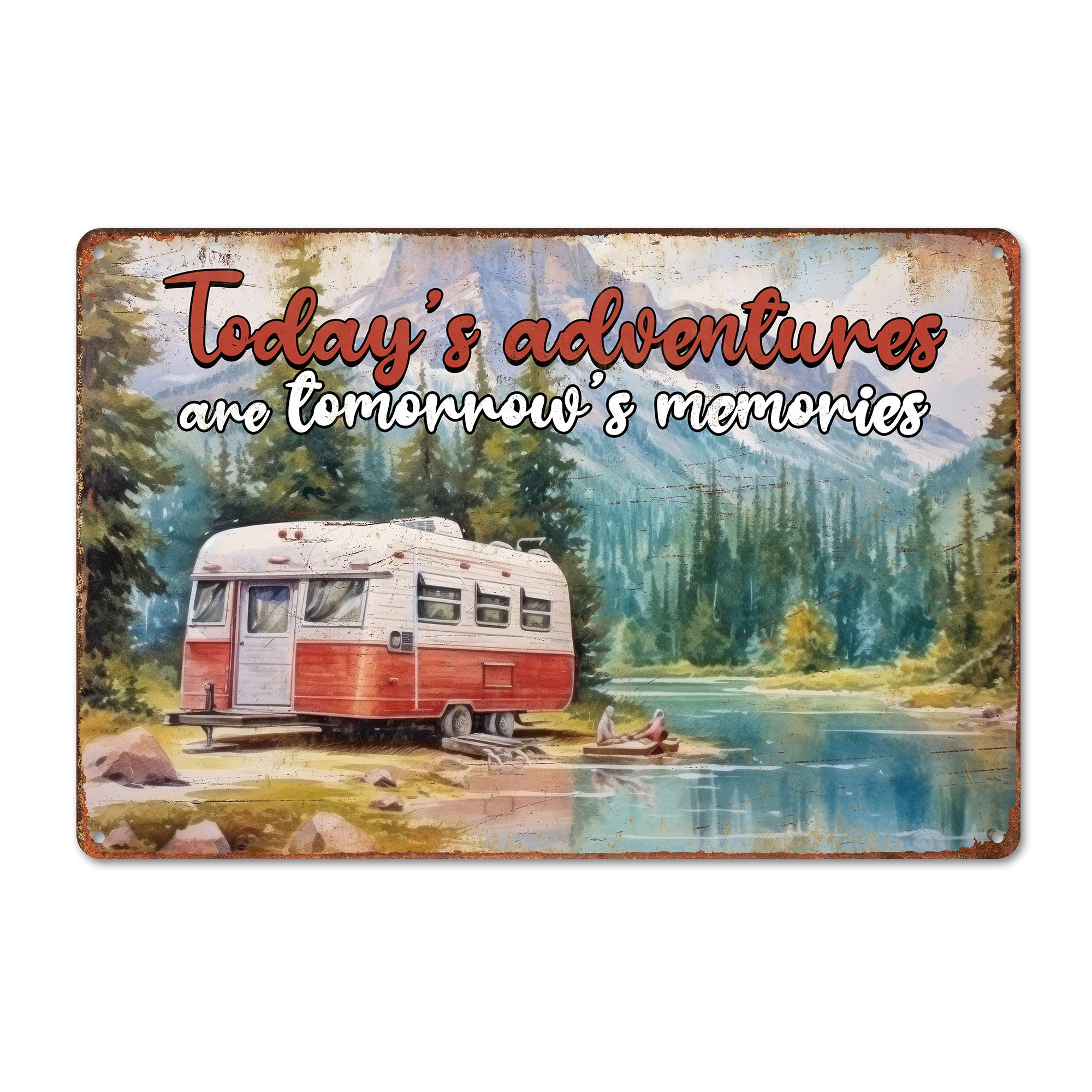 Personalized Adventure Memory Sign - Retro Camper Metal Wall Art for Wanderlusters and Memory Keepers - Image 1