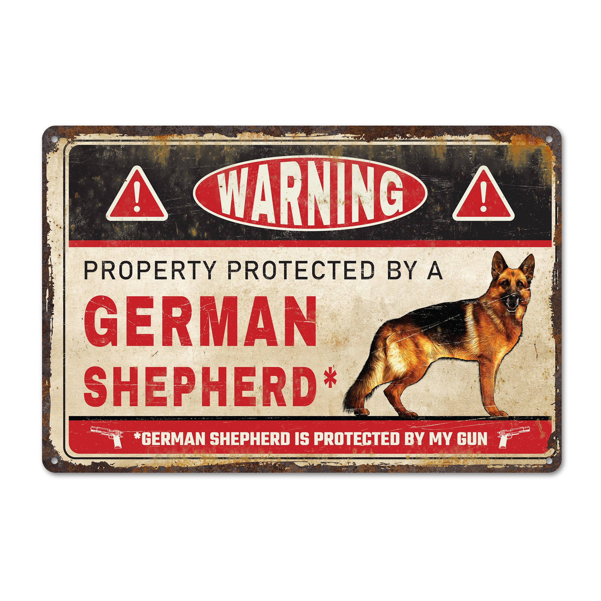 Custom Vintage Warning Sign – Personalized German Shepherd Metal Plaque for Home or Yard, Perfect Gift for Dog Lovers - Image 1