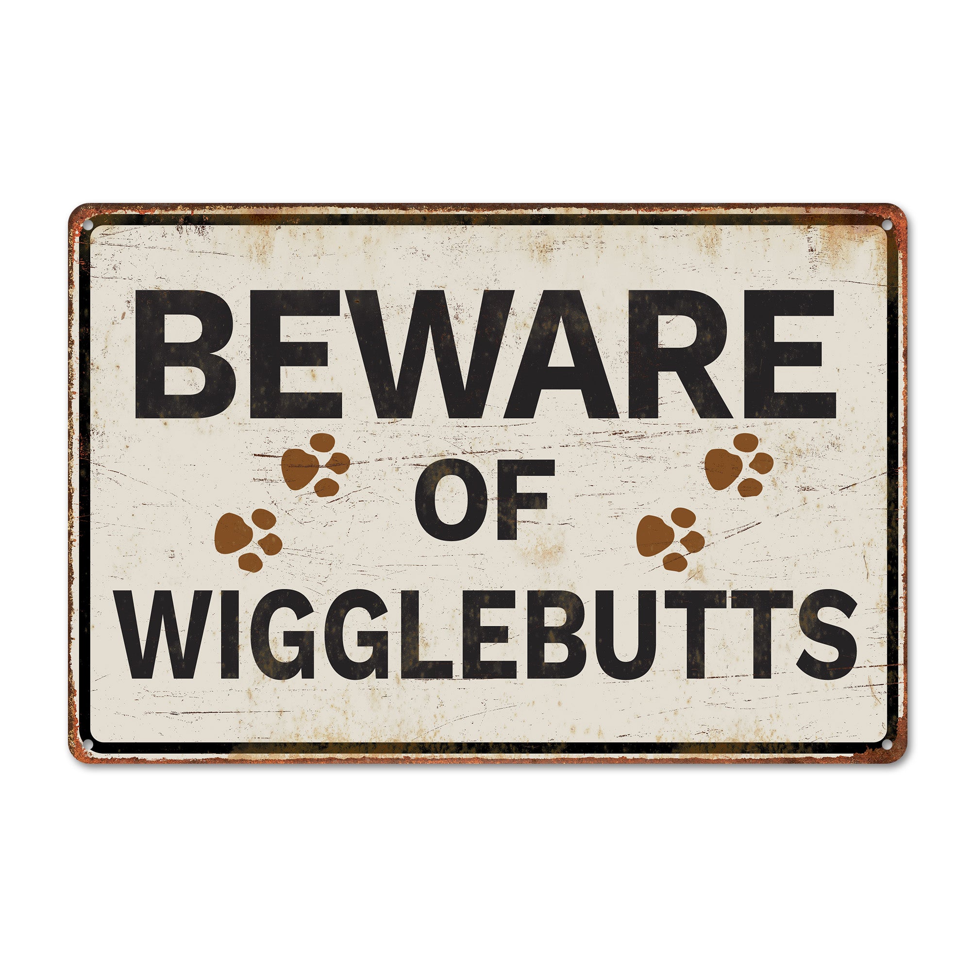 Personalized "Beware of Wigglebutts" Metal Sign - Customizable Pet Lover's Home Décor Gift - Image 1