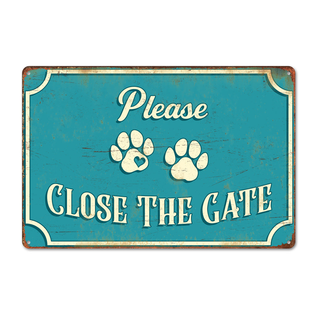 Personalized Handmade Metal "Please Close the Gate" Sign - Vintage Pet-Friendly Design with Custom Options - Image 1