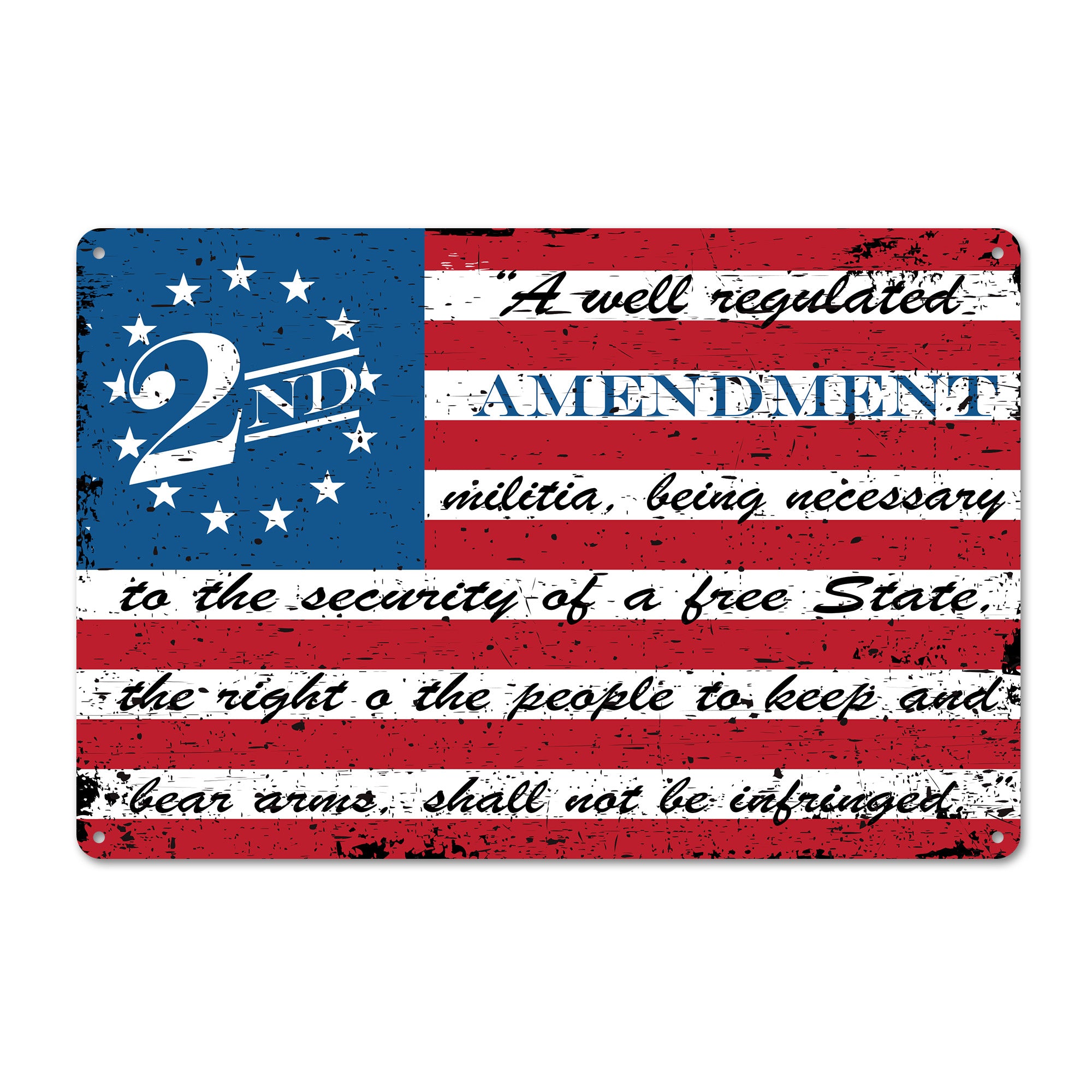 Personalized Rustic 2nd Amendment Metal Sign - Premium Quality, Customizable American Flag Design for Unique Gift Giving - Image 1