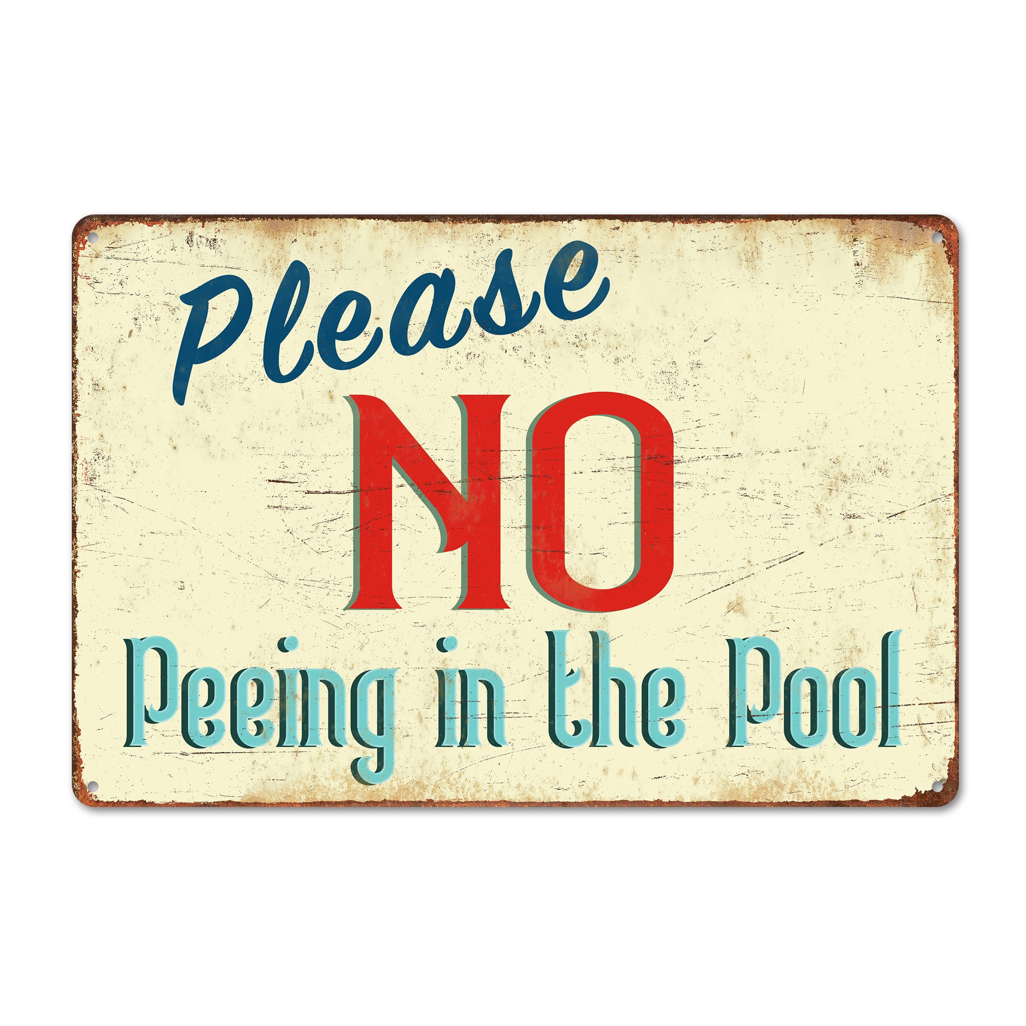 Personalized Vintage-Style Metal Pool Sign - "Please No Peeing" - Customizable Swimming Pool Décor & Gift - Image 1