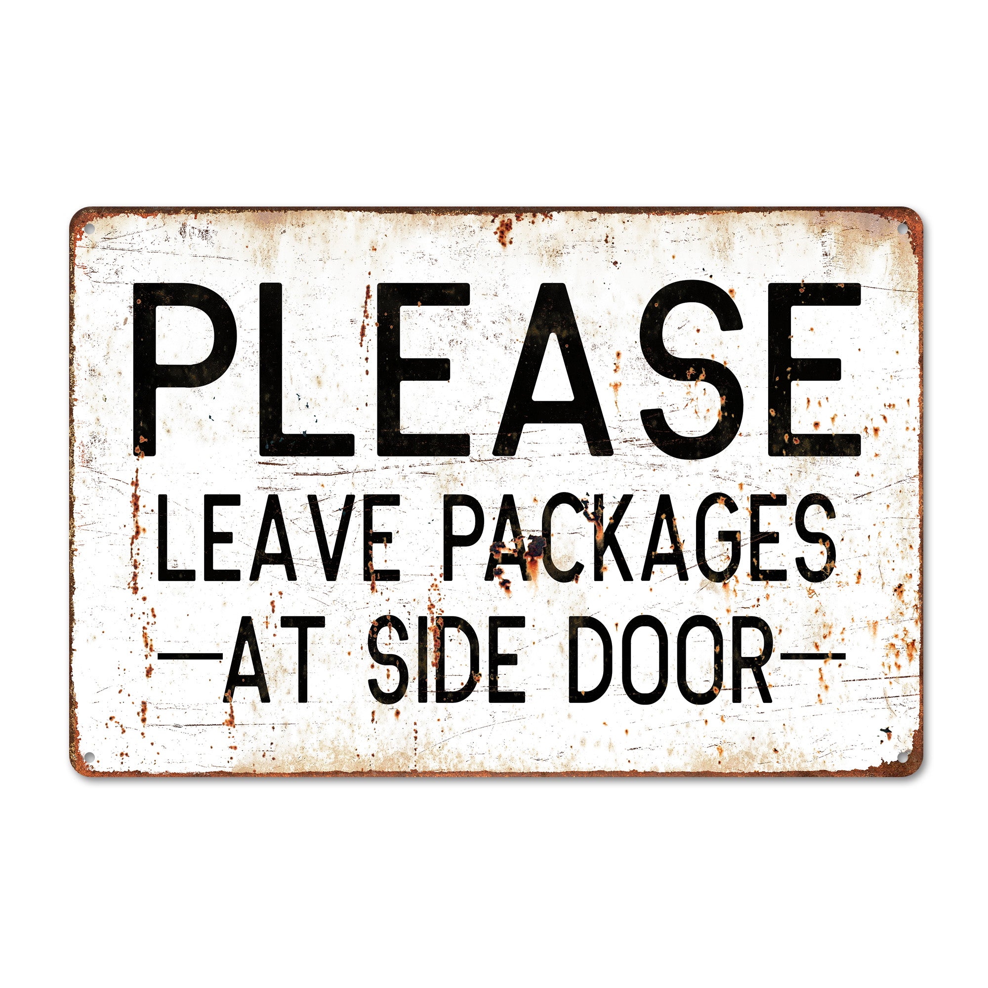 Personalized Vintage-Style Metal Sign for Side Door Package Delivery – Unique Gift for Homeowners, Customizable Design and Durable Craftsmanship - Image 1