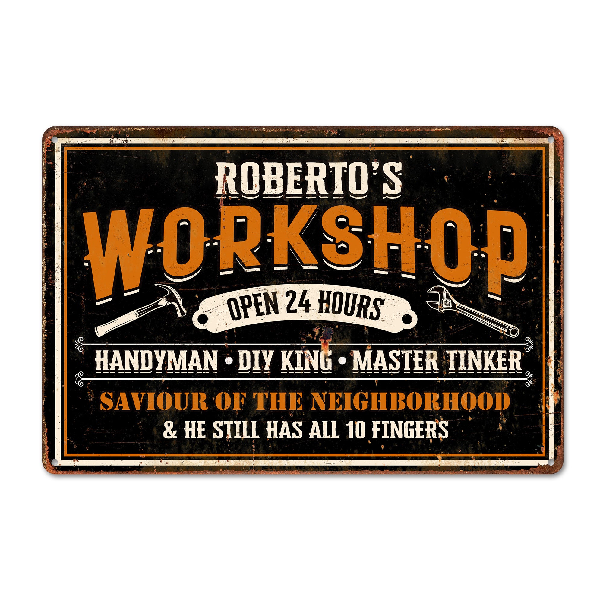 Personalized Rustic Workshop Metal Sign - Handmade for Handyman, DIY Enthusiast - Perfect Custom Gift for Craft Lovers - Image 1