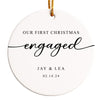 Personalized "Our First Christmas Engaged" Ceramic Ornament - Custom Names & Date - Perfect Engagement Gift - Image 1