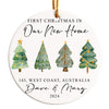 Personalized First Christmas in New Home Ceramic Ornament – Artistic Watercolor Design, Unique Gift, 2024 Edition - Image 1