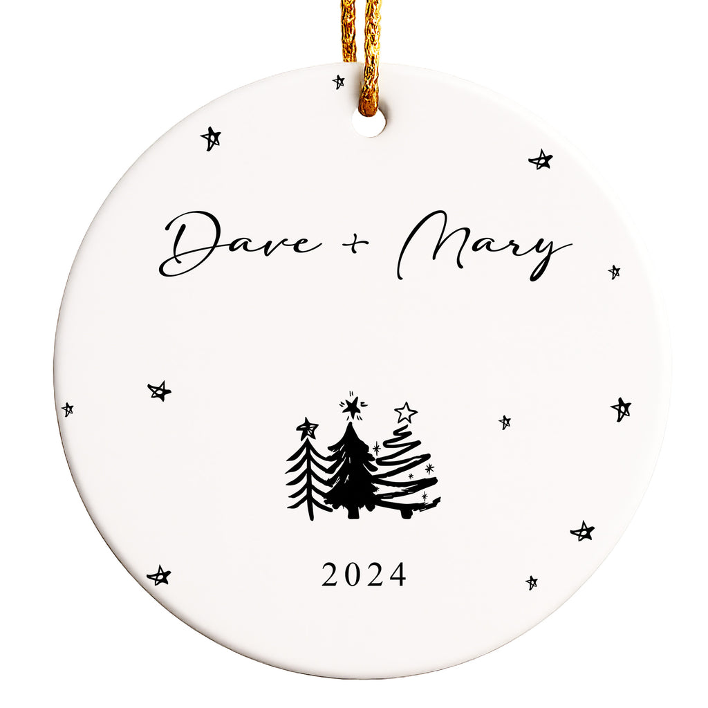 Elegant Custom Ceramic Ornament with Hand-Drawn Holiday Design – Perfect Personalized Gift for Loved Ones in 2024 - Image 1