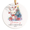 Personalized Baby's First Christmas Ornament 2024 – Handcrafted Ceramic Gift with Adorable Bunny Design - Image 1