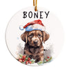 Personalized Dog Lover's Ceramic Ornament with Santa Hat Design - Customizable Holiday Gift for Pet Parents - Image 1
