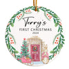 Personalized Ceramic Ornament - "First Christmas" 2024 | Handcrafted Holiday Keepsake for New Baby or Loved Ones - Image 1