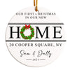 Personalized Our First Christmas Ceramic Ornament - New Home Gift with Custom Address and Names - Image 1