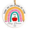 Personalized Teacher Appreciation Ceramic Ornament - Custom "Thank You for Helping Me Shine" Gift with 2024 Rainbow Design - Image 1