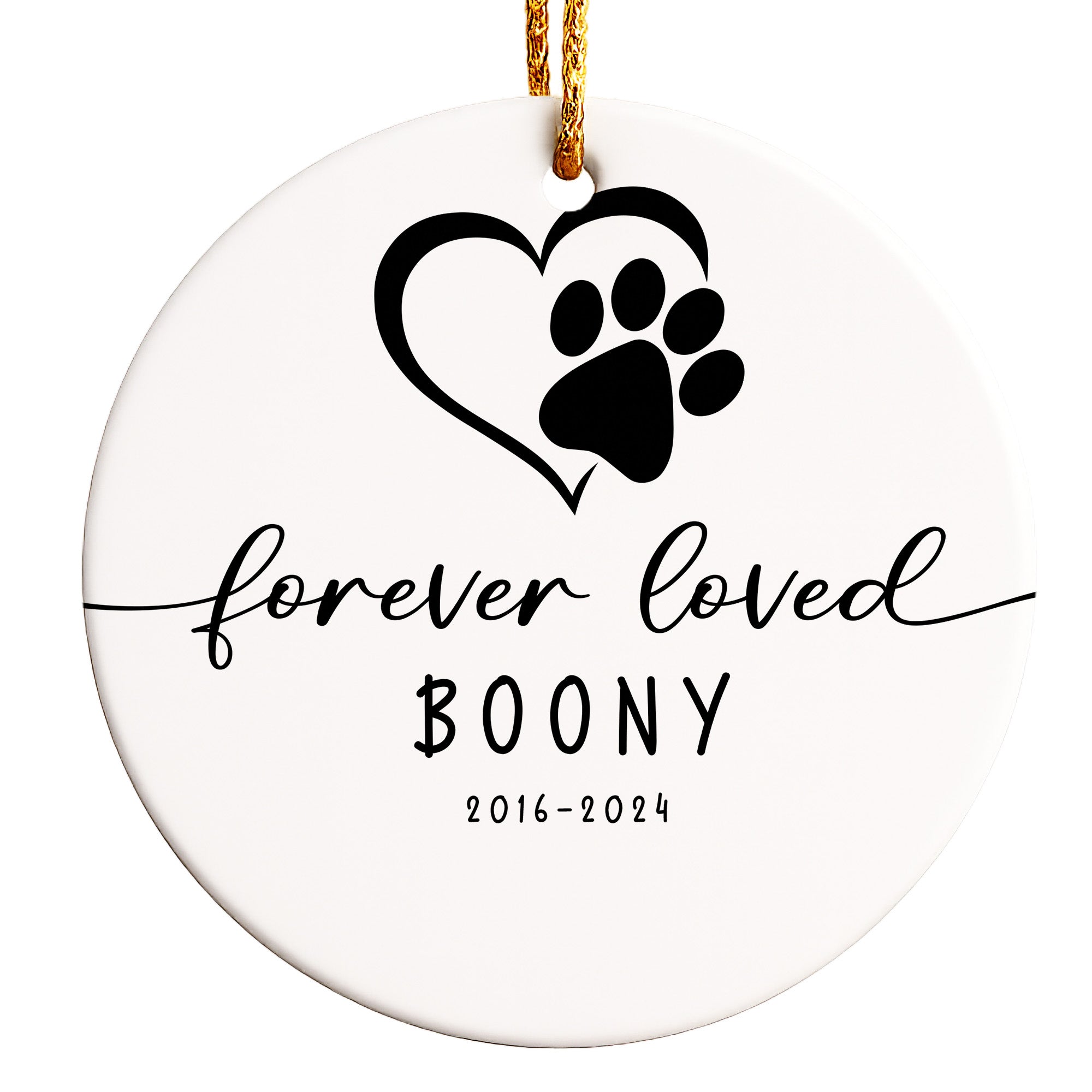 Personalized Memorial Pet Ornament - Custom Ceramic Keepsake with Heart and Paw Design for Pet Loss Remembrance - Image 1