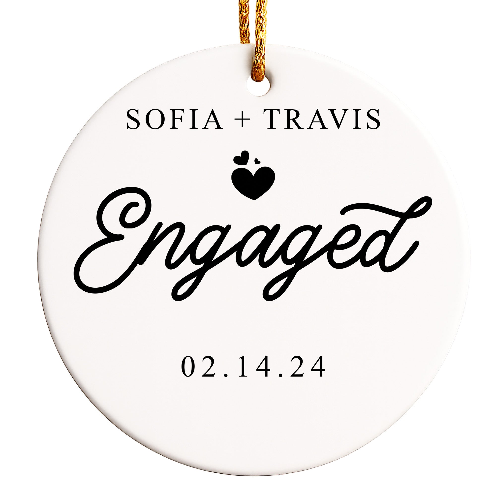 Elegant Personalized Engagement Ornament - Custom Ceramic Keepsake for Couples with Date - Image 1