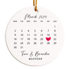 Personalized Ceramic Wedding Date Ornament - Custom Calendar Design with Gold Hanging Cord – Perfect Marriage Keepsake Gift - Image 1