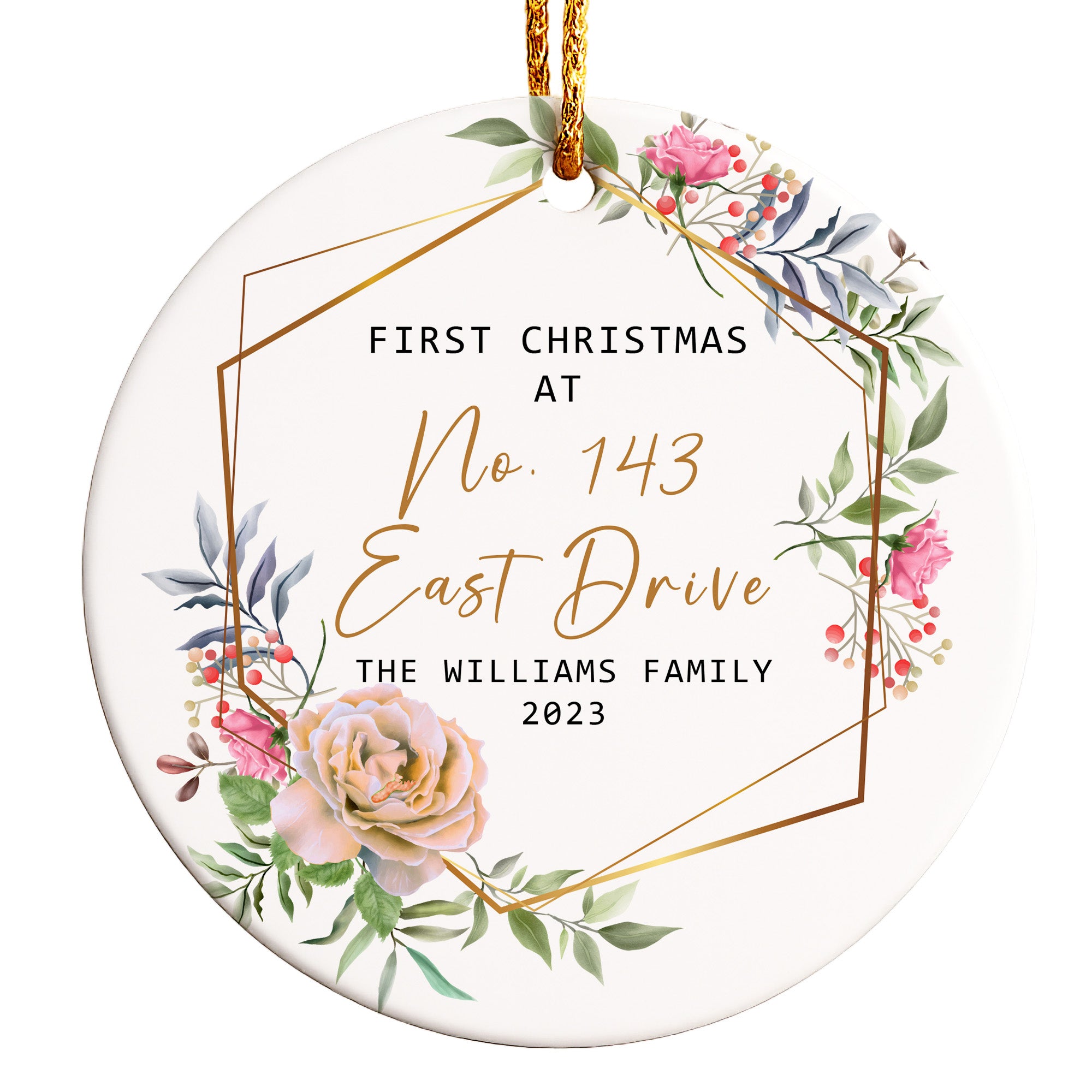 Cherished First Christmas Ornament – Personalized Ceramic Keepsake for New Home Celebrations - Image 1