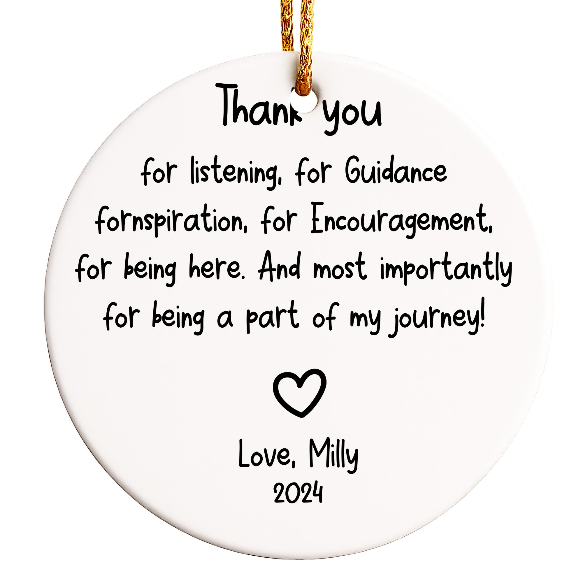 Personalized Thank You Ceramic Ornament - Handcrafted Keepsake for Special Moments and Connections - Image 1
