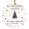 Personalized Our First Christmas Engaged Ornament - Custom Ceramic Keepsake for Couples - Elegant Holiday Decoration with Names & Date - Image 1