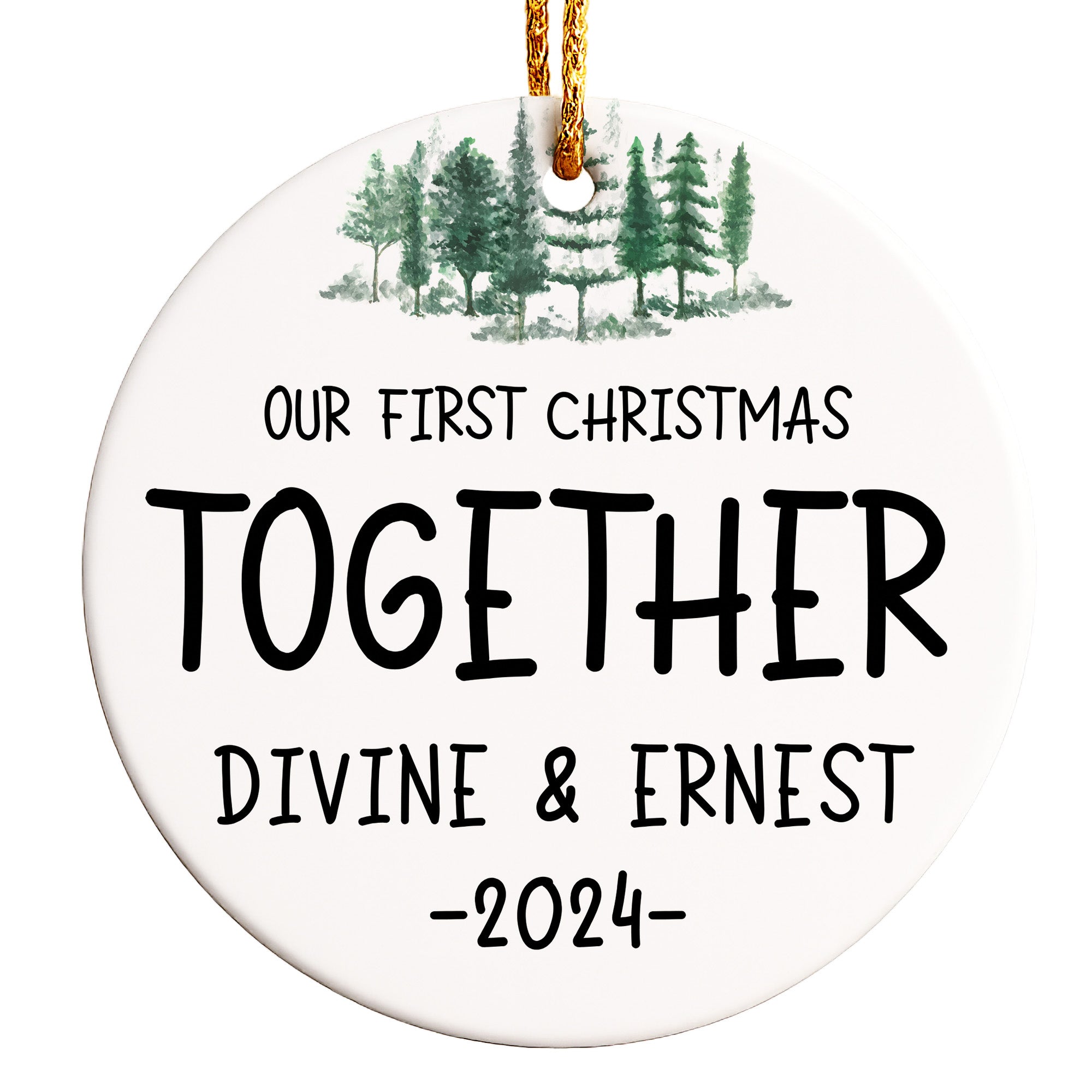 Personalized First Christmas Together 2024 Ceramic Ornament - Artisan Handcrafted Keepsake for Couples - Image 1