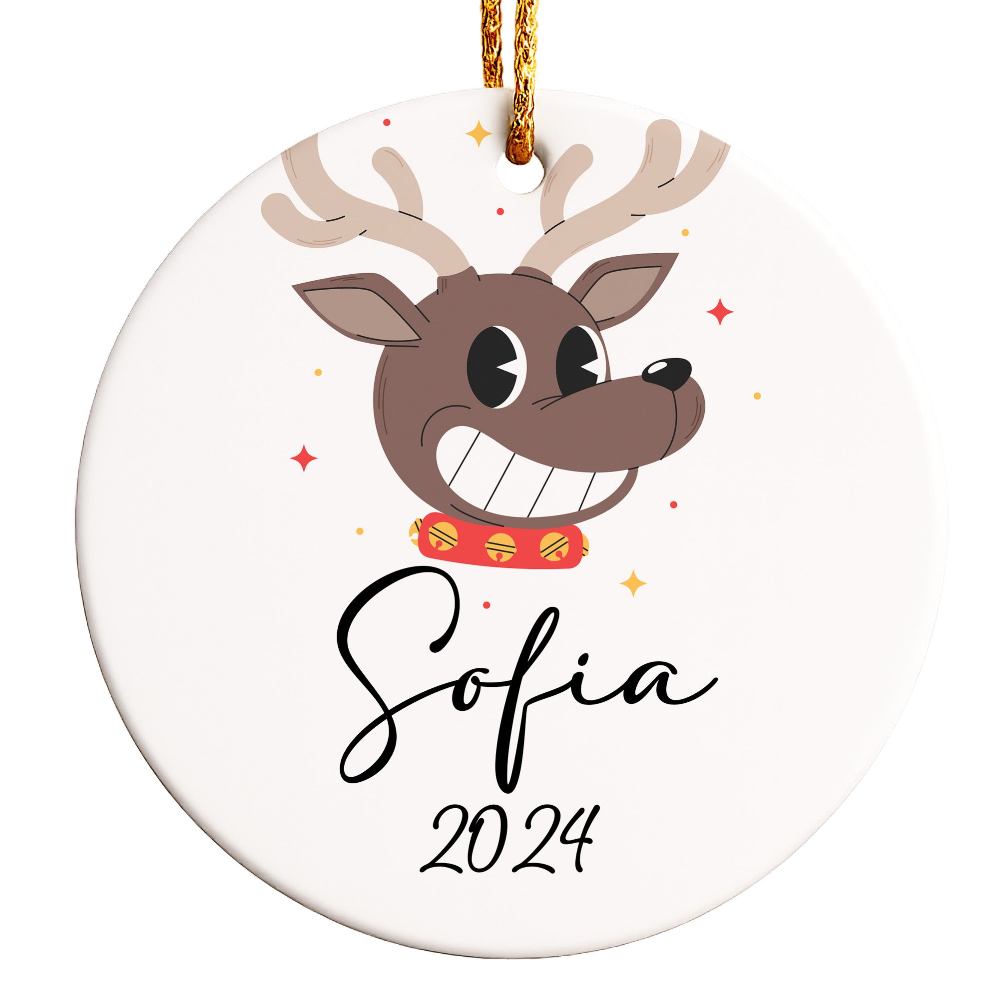Personalized Reindeer Ceramic Ornament 2024 with Custom Name – Perfect Gift for Christmas and Holidays - Image 1