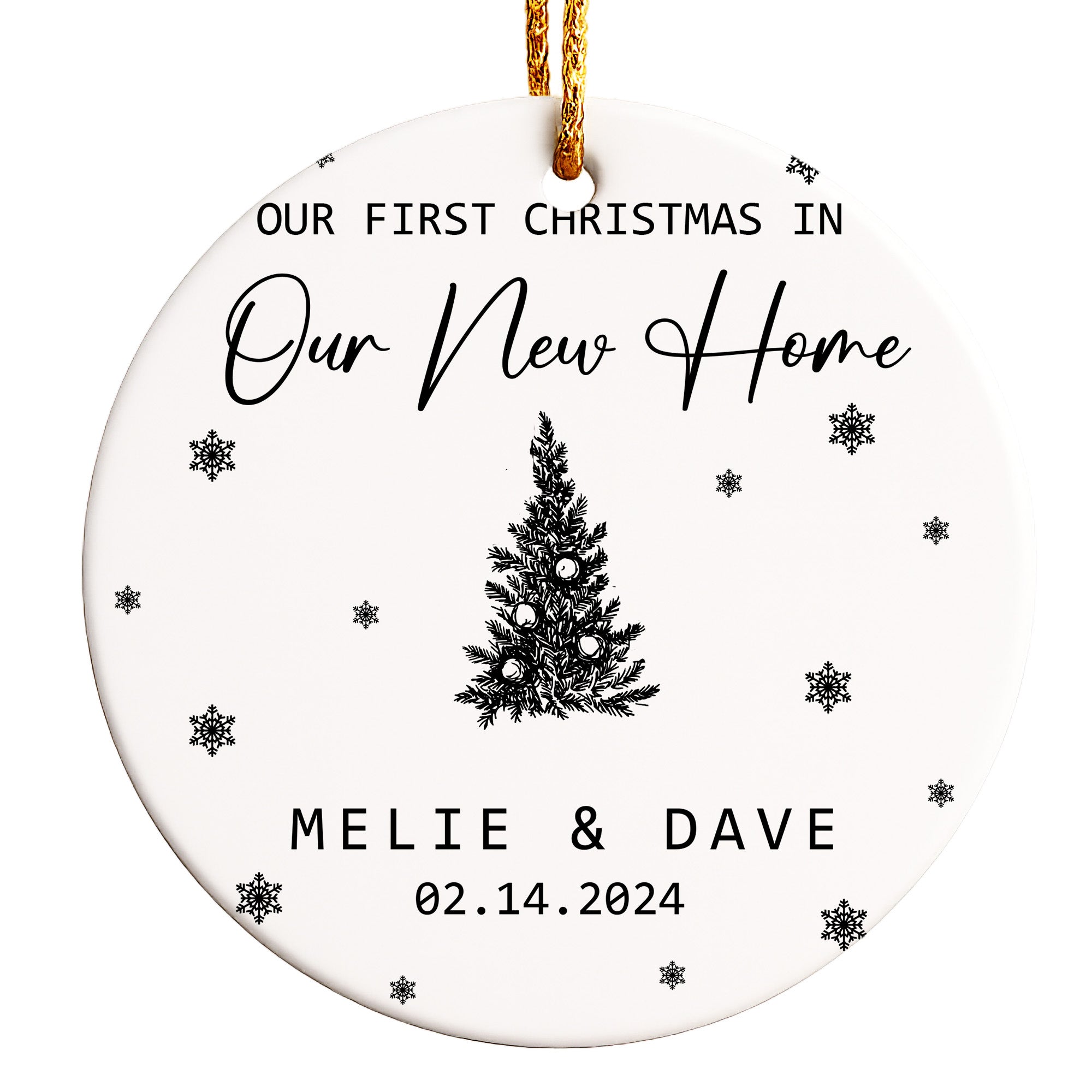 Personalized "Our First Christmas in Our New Home" Ceramic Ornament - Custom Date & Names, Perfect Keepsake Gift - Image 1