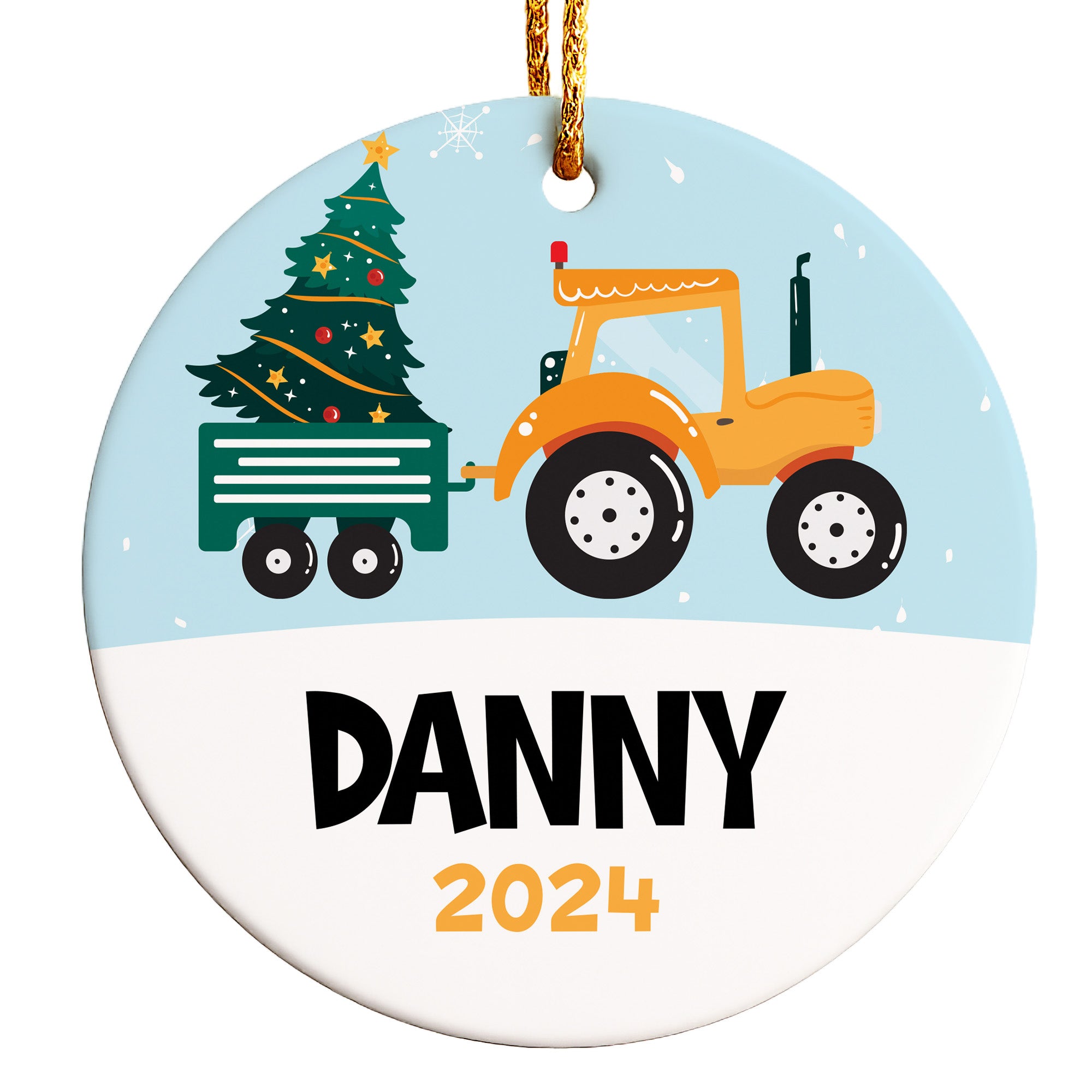 Personalized Christmas Tractor Ornament 2024 – Custom Ceramic Keepsake for Kids, Family Gift, Holiday Decor - Image 1