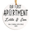 Personalized Our First Apartment Ceramic Ornament – Custom Engraved Gift for Couples, New Home Keepsake 2024 - Image 1