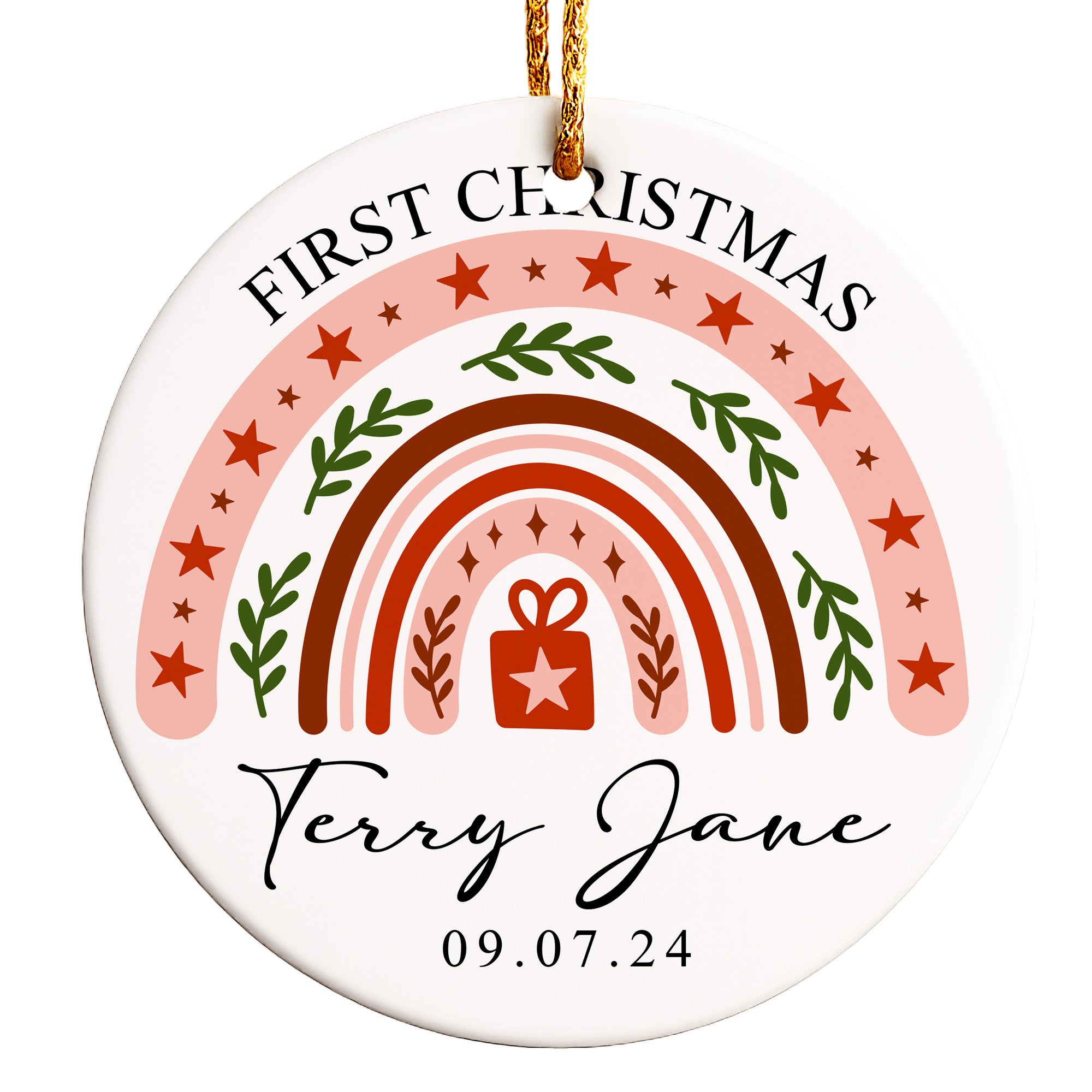 Personalized First Christmas Ceramic Ornament with Handcrafted Design - Perfect Baby Keepsake Gift - Image 1