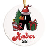Personalized Christmas Ceramic Ornament with Santa and Gifts - Perfect Holiday Keepsake for Amber 2024 - Image 1