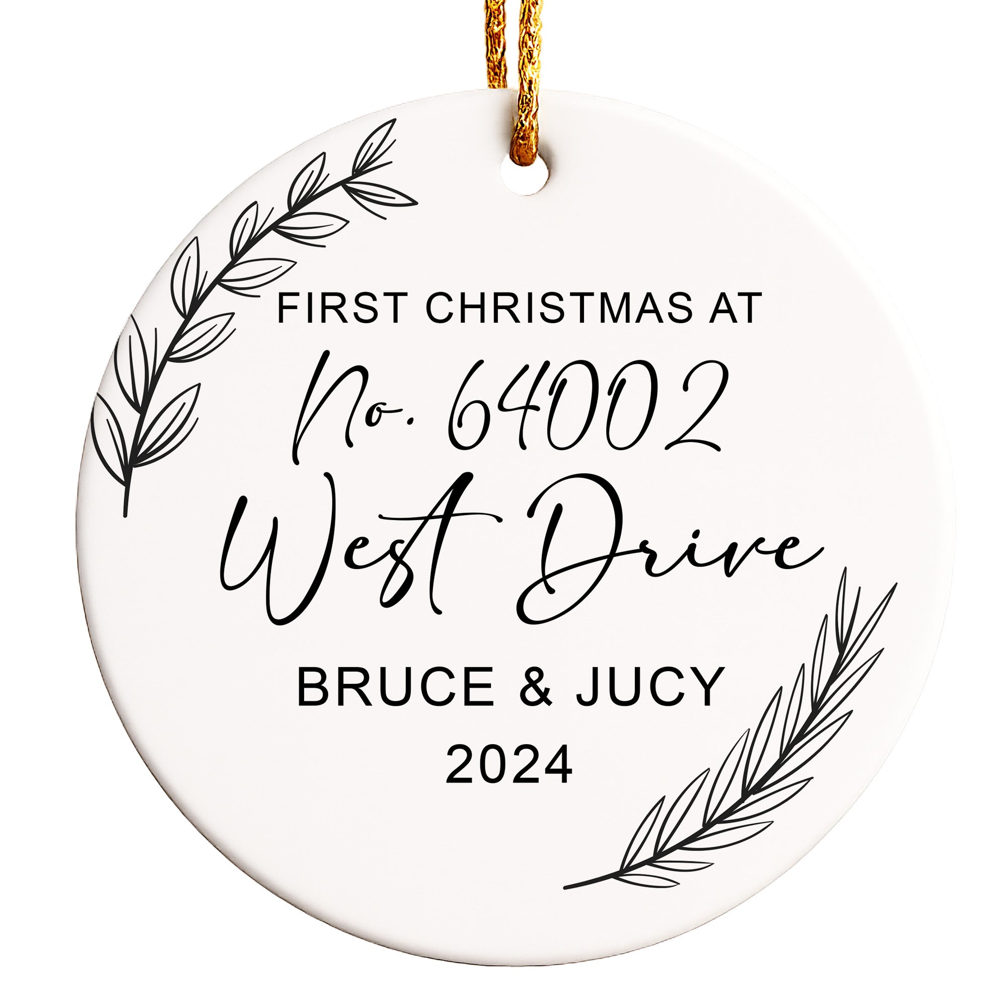 Personalized First Christmas Ornament - Handcrafted Ceramic Keepsake for New Homeowners - Image 1