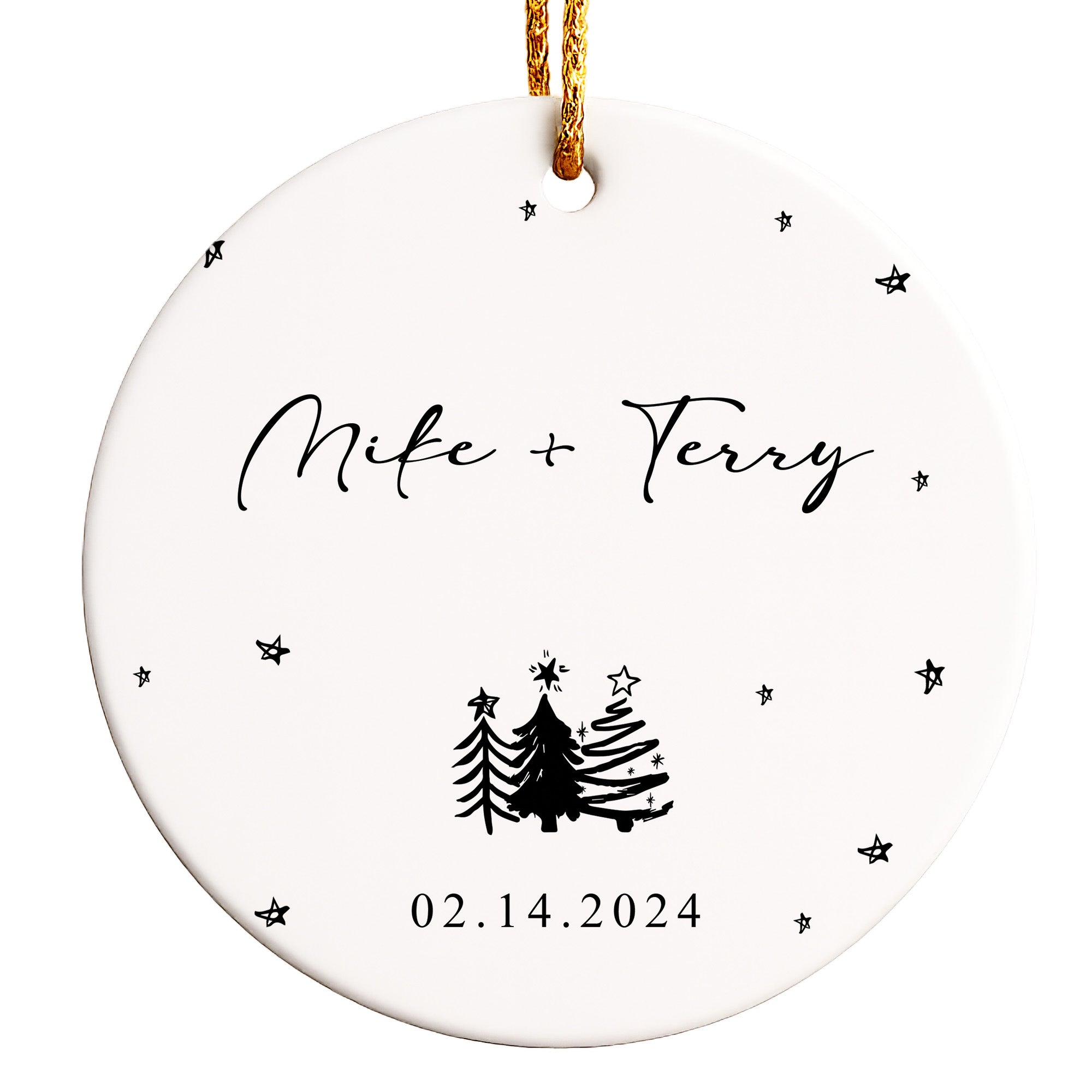 Personalized Ceramic Ornament with Custom Names and Date - Perfect for Celebrations, Anniversaries & Holidays - Image 1