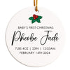 Personalized Baby's First Christmas Ceramic Ornament – Custom Name & Birth Details Keepsake Gift - Image 1