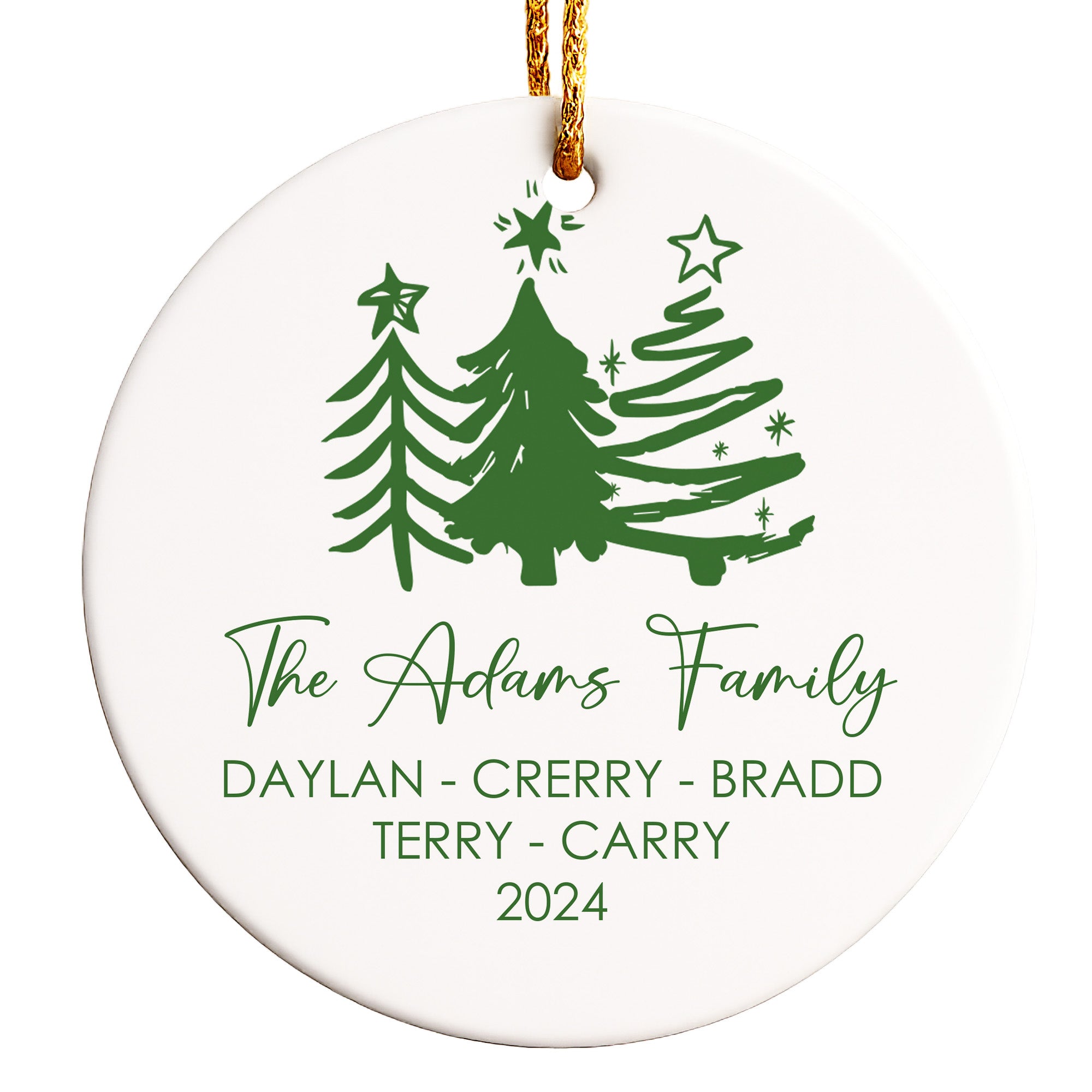 Personalized Ceramic Family Christmas Ornament - Custom Holiday Decoration with Names and Year - Perfect Keepsake Gift - Image 1